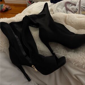Black Peep Toe Stiletto Boots